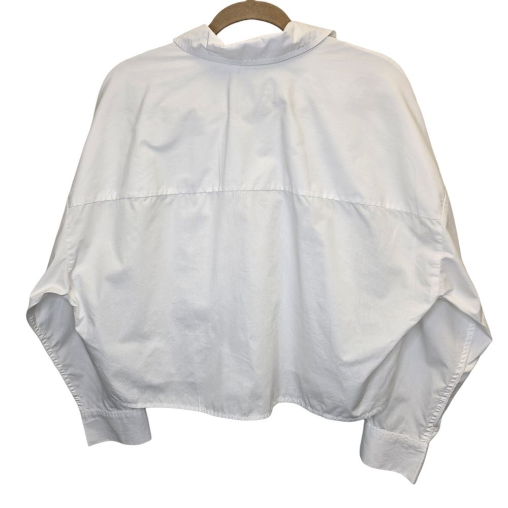 Abercrombie & Fitch Womens M White Cropped Long Sleeve Button-Up Shirt - Picture 4 of 12